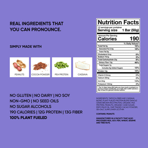 Smother Fudger Peanut Butter Plant-Based Protein Bar TRUBAR