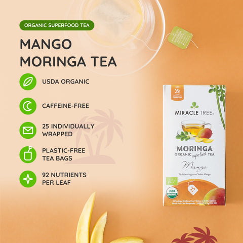 Organic Moringa Tea - Mango - Caffeine-Free Herbal Tea