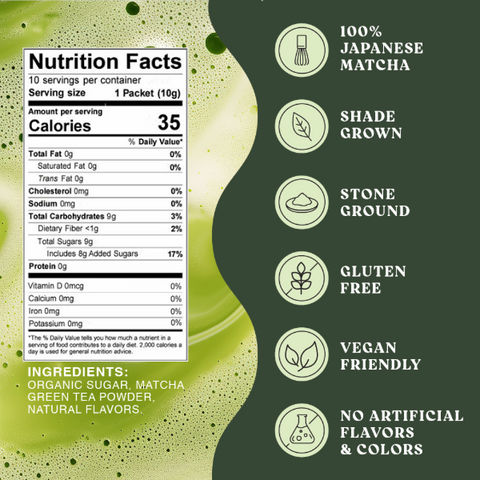 Harmony Matcha Yuzu – Premium Shade-Grown Japanese Matcha, Sweetened with Organic Sugar (10 Stick Packs)