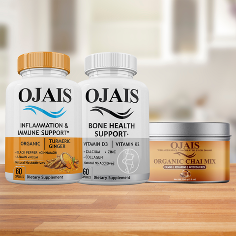 Daily Strength & Vitality Trio Turmeric Ginger Bone Health Support Ojais Wellness