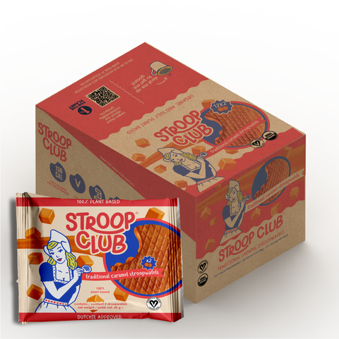Stroop Club Traditional Caramel Plant Based Organic Stroopwafels Box