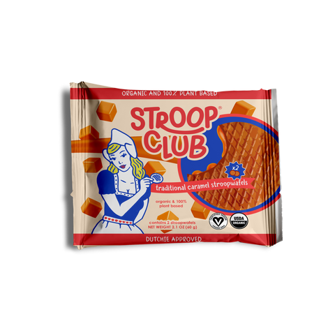 Stroop Club Traditional Caramel Plant Based Organic Stroopwafels Box
