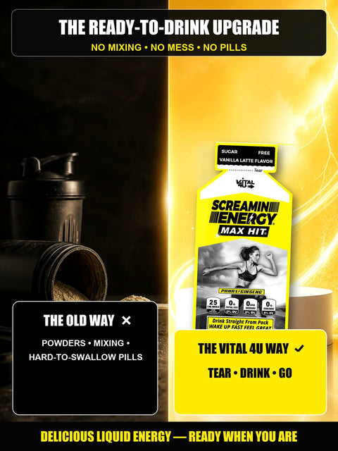 Screamin Energy Vanilla Latte Sugar Free Liquid Energy Shot