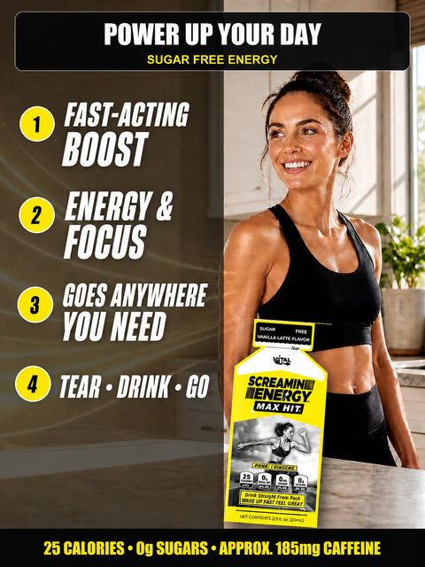 Screamin Energy Vanilla Latte Sugar Free Liquid Energy Shot