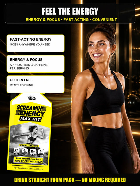 Screamin Energy Vanilla Latte Sugar Free Liquid Energy Shot