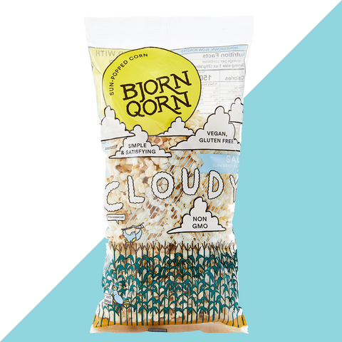 Bjorn Qorn Cloudy Salted Popcorn Bags 12-Pack 3oz Case