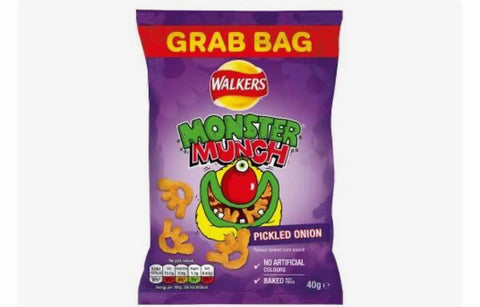 Pickled Onion Crunchy Corn Snacks Walkers Monster Munch