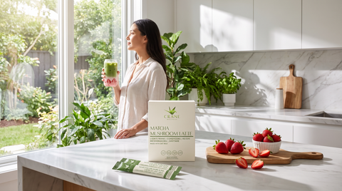 Matcha Mushroom Premium Japanese Matcha Latte Crane Wellness