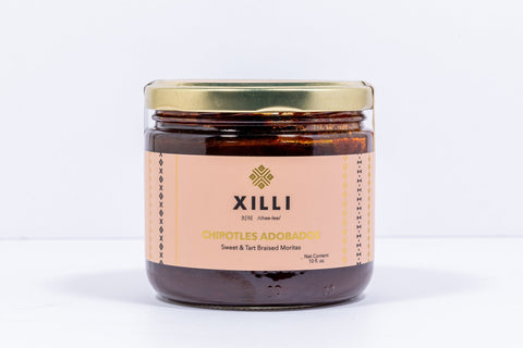 Xilli Chipotles Adobados Sweet and Tart Braised Moritas Case - 12 Jars x 10 oz