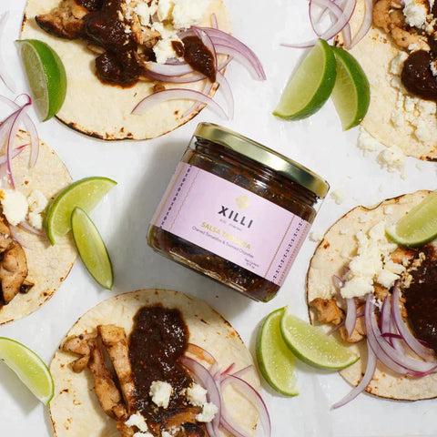 Xilli Charred Tomatillos & Toasted Chipotles Salsa Taquera Case 12 Jars