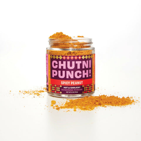 Chutni Punch Spicy Peanut Hot & Garlicky Seasoning Powder 12 jars x 2 oz
