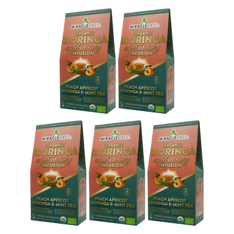 Organic Moringa Energy Tea - Peach Mint Apricot - Natural Coffee Alternative