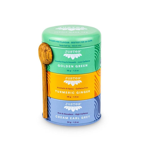 Assorted Tea Trio Tin with Spoon Tea Set JusTea