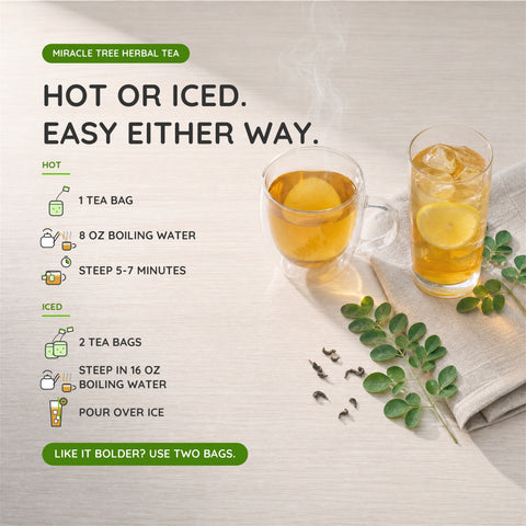 Organic Moringa Tea - Peach & Ginger - Caffeine-Free Herbal Tea