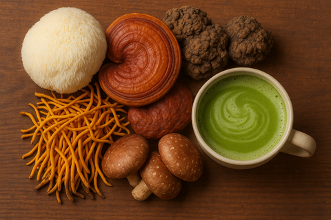 Matcha Mushroom Premium Japanese Matcha Latte Crane Wellness