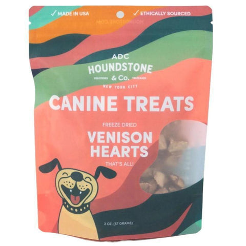 Venison Hearts Freeze Dried Dog Treats 2OZ ADC Houndstone & Co.