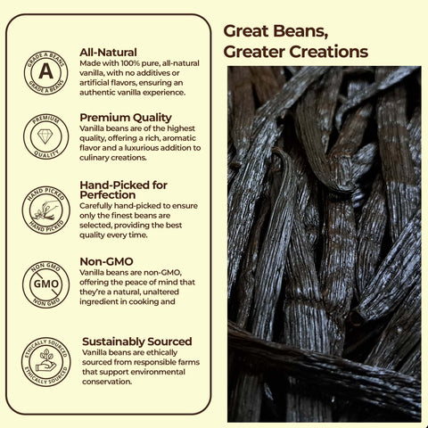 Gourmet Vanilla Beans Premium Grade A Vanilla Bean Pods for Baking & Extract