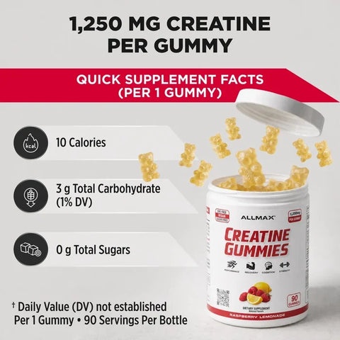 ALLMAX Creatine Gummies | 5g Creatine | Sugar-Free