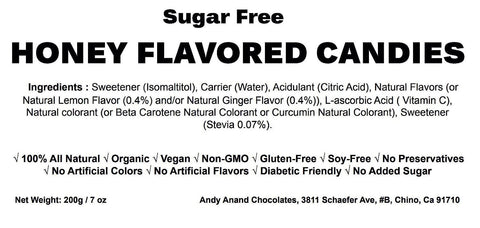 Andy Anand Sugar-Free Honey Ginger Candy with Propolis & Vitamin C, 70 pc, 7 oz – Functional European, Keto & Diabetic-Friendly Gift Box