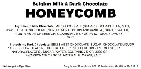 Andy Anand Belgian Milk Chocolate Honeycomb Sponge, 1 lb – Handcrafted Gourmet Gift Box, Luxurious for Birthday & Special Occasions