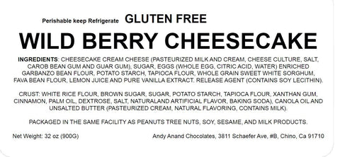 Andy Anand Gluten-Free Wild Berry Cheesecake, 9-Inch, 2.8 lb – Freshly Baked, Real California Cream Cheese, All-Natural, Birthday Gift Box