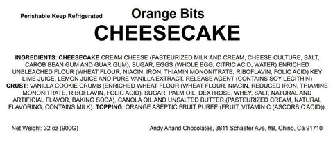 Andy Anand Fresh Orange Cheesecake, 9-Inch, 2 lb – Hand-Baked NY-Style, Real California Cream Cheese, No Preservatives, Birthday Gift Box