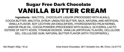 Andy Anand Sugar-Free Vanilla Butter Cream Dark Chocolates, 25 pc – Diabetic-Friendly, Keto, Gluten-Free, Birthday & Valentine's Gift Box