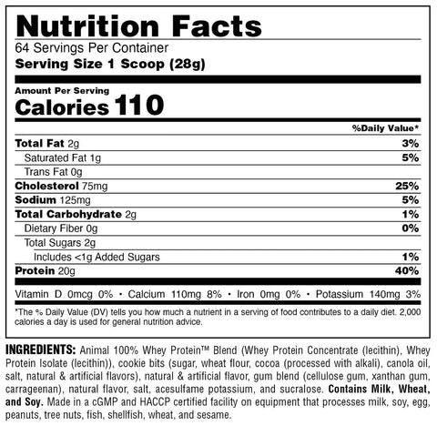 Animal 100% Whey Protein – 4 lb| Cookies & Cream Flavor