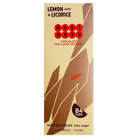 Antidote Chocolate Lemon Confit & Licorice Dark Chocolate Bar 84% Nacional