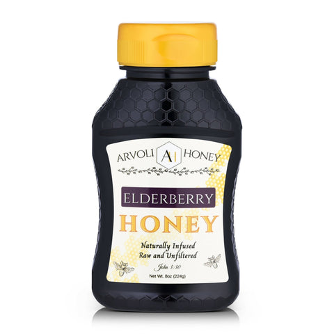 Honey Elderberry Infused Honey Bottle 8oz Arvoli