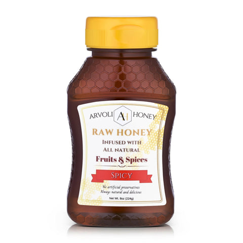 Arvoli Honey Hot Honey 8 oz Bottles Raw Honey with Elderberries