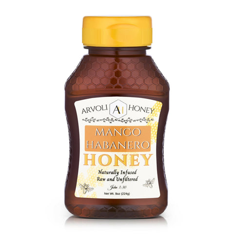 Honey Mango Habanero Honey Bottle 8 oz Arvoli