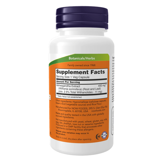 Now Ashwagandha Standardized Extract 450mg