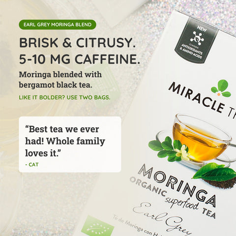Organic Moringa Tea - Earl Grey - Lightly Caffeinated Herbal Tea