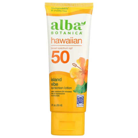 Hawaiian Sunscreen SPF 50 Sunscreen Lotion 3 oz Alba Botanica