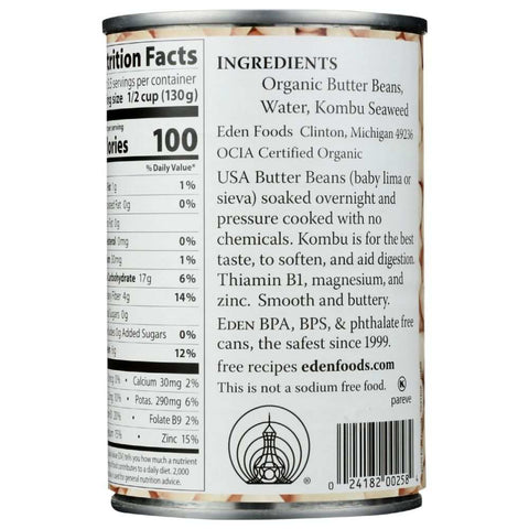 Butter Beans Organic Baby Lima Beans 15 oz EDEN FOODS