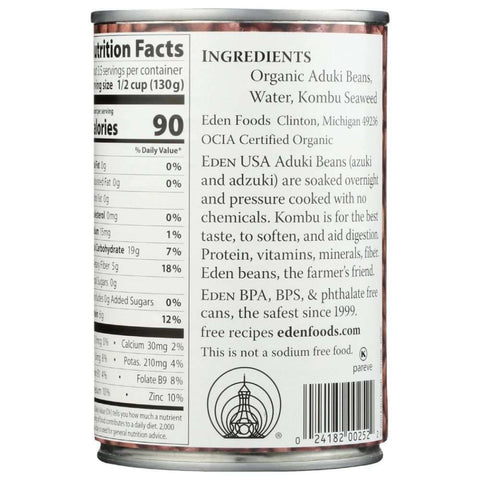 Organic Aduki Beans 15 oz Pack EDEN FOODS