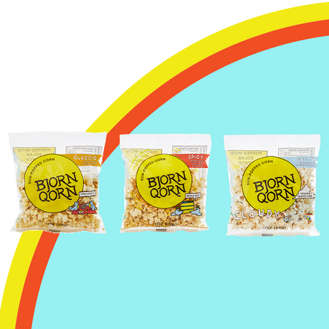 Bjorn Qorn Mix Popcorn Bags 15-Pack Snack Popcorn Case Bjorn Qorn