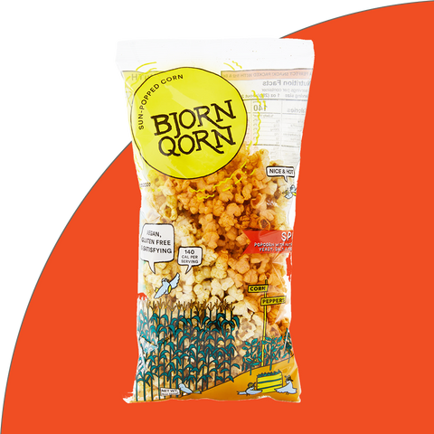 Bjorn Qorn Spicy Popcorn 3oz Bags 12-Pack Case