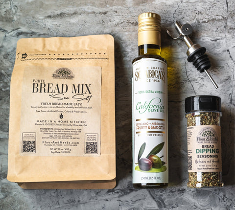 Artisan Bread Mix Gift Box with Olive Oil and Seasoning The Bread-Making Experience Gift Box