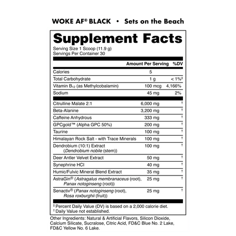 Bucked Up WOKE AF Black High-Stim Pre-Workout
