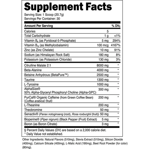 Transparent labs Bulk Pre-Workout -30 Servings