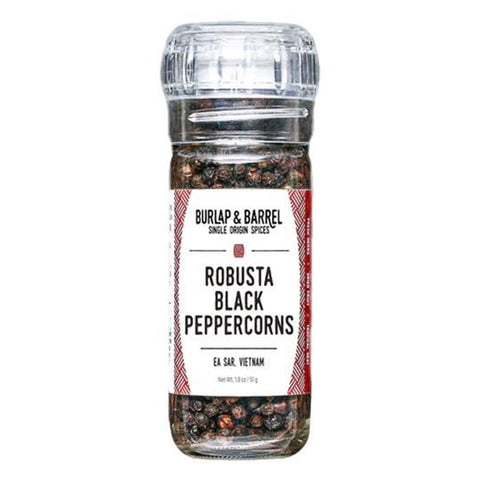Robusta Black Peppercorns Grinder 2.2OZ Burlap & Barrel