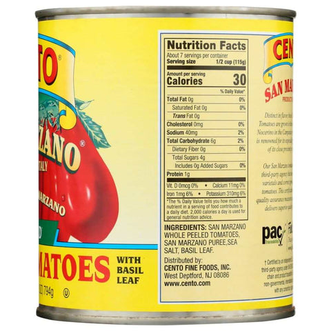 Certified San Marzano Tomatoes 28 oz Premium Italian Canned Tomatoes CENTO