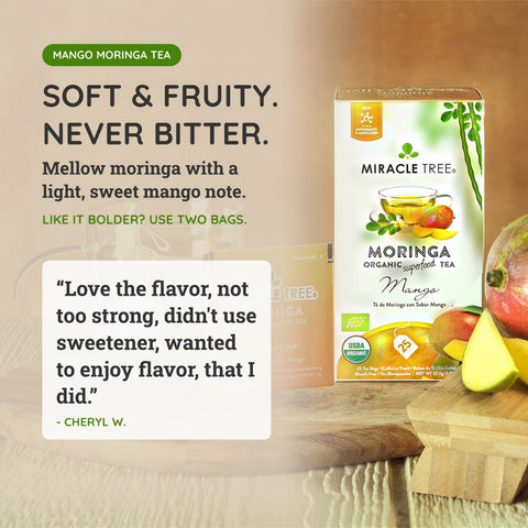 Organic Moringa Tea - Mango - Caffeine-Free Herbal Tea