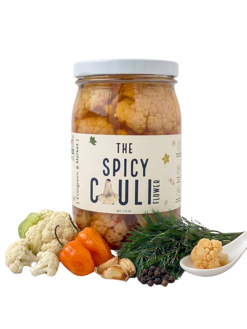 Spicy Cauliflower Pickles with Chili Flakes and Habanero