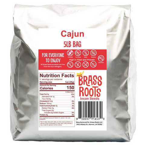 Cajun Flavor 5lb Incan Seeds Snack Bag Brass Roots