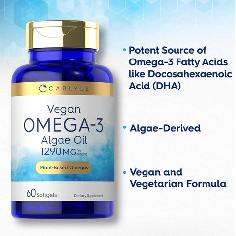Carlyle Vegan  Plant Based Omega 3 Supplement - 1290 mg - 60 Softgels