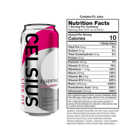 Celsius Essentials Energy Drinks 270mg Caffeine