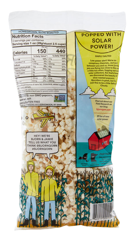 Bjorn Qorn Cloudy Salted Popcorn Bags 12-Pack 3oz Case